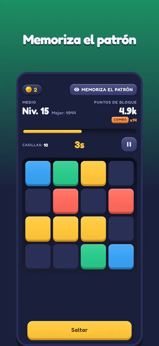 GridMaster: un patrón de colores en el tablero para memorizar